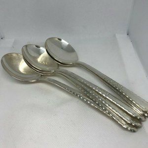 H & T Mfg Co. 6 Wentworth Soup Spoons Silverplate